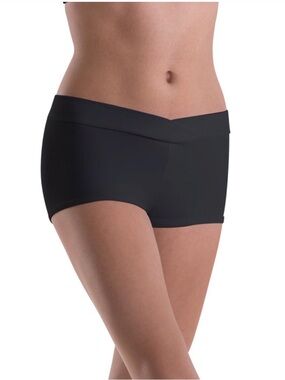 Motionwear Active Dance Performance Wear Crossover Front Booty Shorts Black